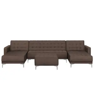 U-Shaped Sofa with Ottoman ABERDEEN Dark Brown Symmetrical