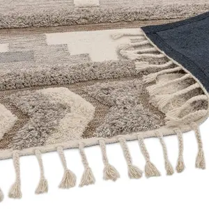 Beige Handmade Kilim Luxurious Modern Wool Geometric Graphics Rug Easy to clean Living Room and Bedroom-200cm X 290cm