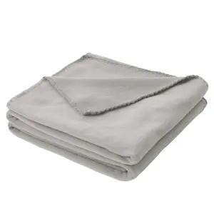 Grey Plain Knitted Throw