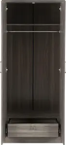 Lisbon 2 Door Wardrobe in Black Wood Grain