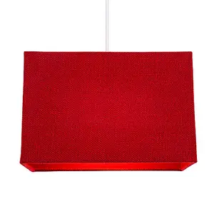 Contemporary and Sleek Deep Red Linen Fabric Rectangular Lamp Shade 60w Maximum