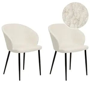 Set of 2 Dining Chairs MASON Boucle Off-White