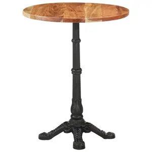 Gottschalk Round Solid Wood Top Metal Base Dining Table Brown