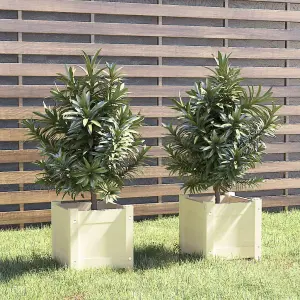 Berkfield Garden Planters 2 pcs White 31x31x31 cm Solid Pinewood