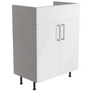 Ennis Standard Gloss White Double Freestanding Bathroom Vanity unit (H) 820mm (W) 595mm