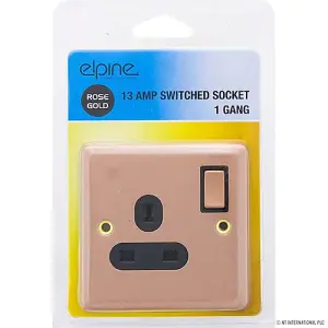 Rose Gold Switched Socket 1 Gang With Fixing Screws Electric Home Office