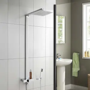 Nes Home Renan Square Thermostatic Shower Slim Head Mixer & Basin Mixer Tap