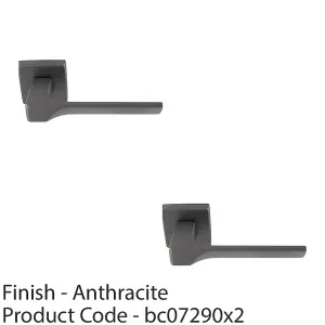 2 PACK - Premium Contoured Door Handle Set - Anthracite Grey Sleek Lever on Square Rose