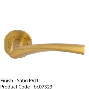 PAIR Angular Design Door Handle On Round Rose Concealed Fix Satin Brass PVD