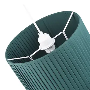 Modern Chic Designer Double Pleated Green Cotton Fabric 10 Drum Lampshade