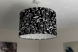 Faces, Masks and Geometric Shapes Repeating (Ceiling & Lamp Shade) / 45cm x 26cm / Ceiling Shade