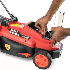 Excel 18V Brushless Lawn Mower 330mm 5 Adjustable Height with 2 x 5.0Ah Battery & Charger