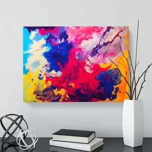 Colourful Ink Art Abstract - Wrapped Canvas Painting 35cm H x 50cm W x 3cm D