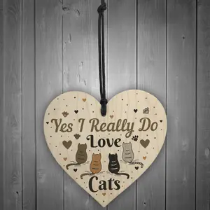 Red Ocean Funny Cat Sign For Home Wooden Heart Friendship Gift Pet Lover Plaque Keepsake