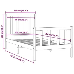 Berkfield Bed Frame White Solid Wood 100x200 cm