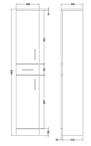 Floor Standing Tall Bathroom Unit - 350mm - Gloss White