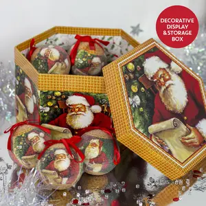 14 Piece Santa Decoupage Bauble Set