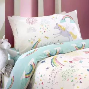 Rainbow Unicorn Childrens Duvet Cover Set