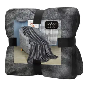 EHC Super Soft Fluffy Snugly Solid Flannel Fleece Throws for Sofa Bed Blankets, Grey 200cm x 240 cm