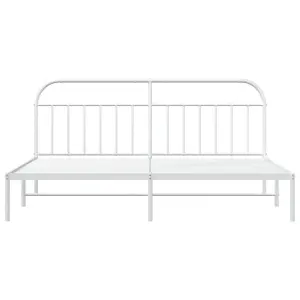 Berkfield Metal Bed Frame with Headboard White 200x200 cm