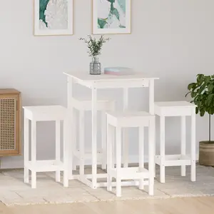 Berkfield 5 Piece Bar Set White Solid Wood Pine