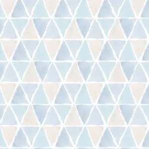 Galerie Kitchen Style 3 Blue White Beige Geo Triangles Smooth Wallpaper