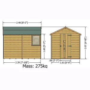 Shire Durham 8x6 Shiplap Garden Shed with Single Door Pressure Treated