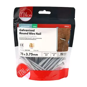 TIMCO Round Wire Nails Galvanised - 75 x 3.75