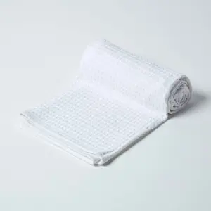 Homescapes Organic Cotton Waffle Baby Blanket White, 125 x 150 cm