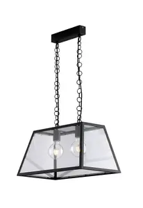 Luminosa Lexington Bar Lantern Ceiling Pendant, Black, Transparent, E27