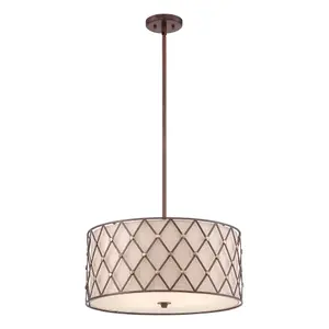 Elstead 4 Light Large Ceiling Pendant Copper Brown Lattice, E27