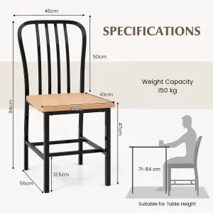 Costway Set of 2 Dining Chair Armless Spindle Back Kitchen Chairs W/ Ergonomic Seat