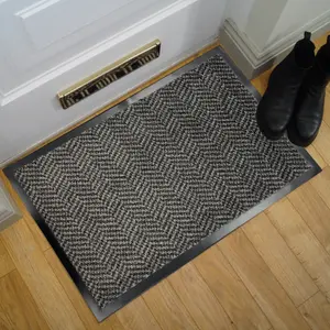 Mighty Mats® Dark Grey Chevron Door mat, 75cm x 45cm