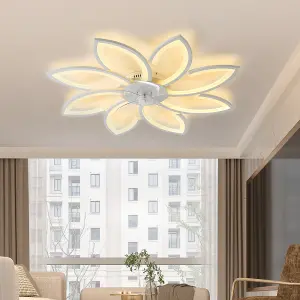 87cm Dia Modern Flower Shape Ceiling Fan with LED Light and Remote Control