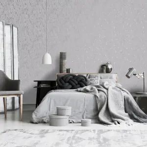 GoodHome Avington Silver effect Textured Wallpaper