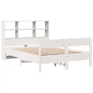 Berkfield Bookcase Bed without Mattress White 150x200 cm King Size Solid Wood Pine