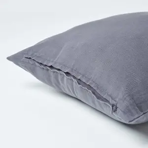 Homescapes Dark Grey European Linen Pillowcase, 80 x 80 cm