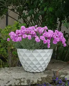 Recycled Plastic Planter Pot - 13" Diamond White Gloss