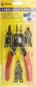 4-In-1 Snap Ring Internal & External Circlip Plier Set Interchangeable Heads