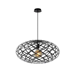 Lucide Wolfram Modern Pendant Light 65cm - 1xE27 - Black