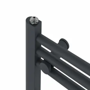 Right Radiators Prefilled Thermostatic Electric Heated Towel Rail Straight Ladder Warmer Rads - Anthracite 600x400 mm