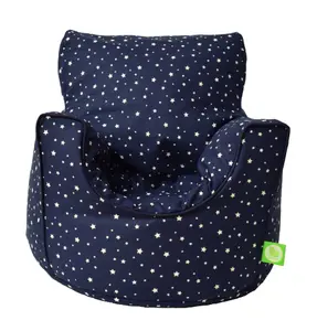 Cotton Navy Stars Bean Bag Arm Chair Toddler Size