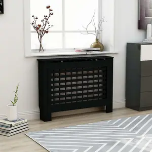 Berkfield Radiator Cover Black 112x19x81 cm MDF