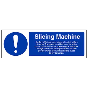 Slicing Machine Safety Catering Sign - Rigid Plastic - 300x100mm (x3)