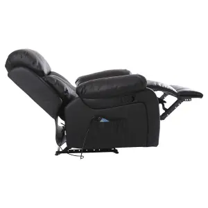 Chester Bonded Leather Recliner Armchair Sofa Home Lounge Chair Reclining Gaming (Black)