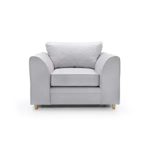 Chicago Velvet Armchair in Light Grey