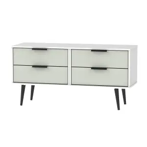 Ready assembled Matt grey & white 4 Drawer Wide Chest of drawers (H)570mm (W)1145mm (D)395mm