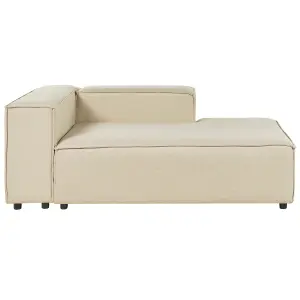 Left Hand Linen Chaise Lounge Beige APRICA