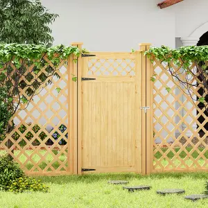 Rhombus Garden Wood Fence Gate with Door Latch 90cm W x 180cm H