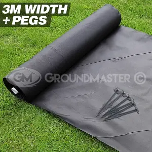 3m x 50m Non Woven Garden Boarder Weed Control Fabric + 50 Pegs